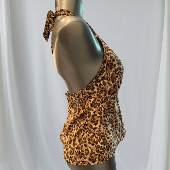💟💎Liz Claiborne Leopard Print Halter Tank Top - Picture 3 of 12